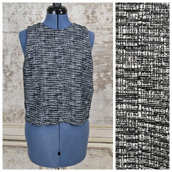 Banana Republic Tops - Banana Republic Small Shell Tank Top Black White Blouse Office Career Tweed S